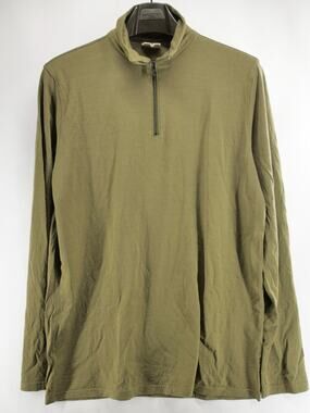 Vintage Ramblers Way 100% Wool 1/4 Zip Pullover Mens L Olive Green Made in USA